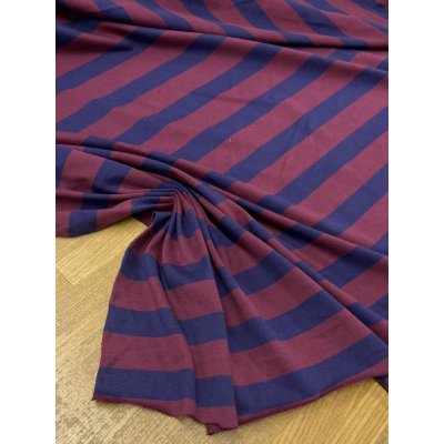 画像6: 生地：綿100％太ボーダー天竺ニット（エンジ×紺）