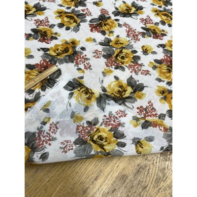 画像4: 生地：綿花柄プリント（キナリ／黄色）