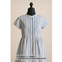 生地：ストライプ柄プリント 中厚コットン（白／紺）