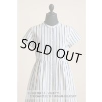 生地：ストライプ柄プリント 中厚コットン（白／紺）