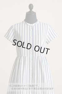 生地：ストライプ柄プリント 中厚コットン（白／紺）