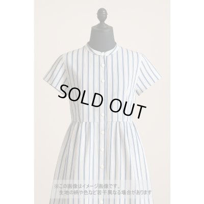 画像1: 生地：ストライプ柄プリント 中厚コットン（白／紺）