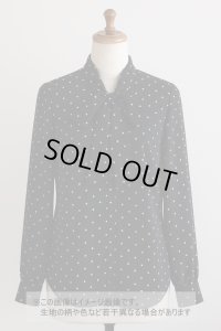 生地：水玉柄ポリエステルデシン（ブラック×白）