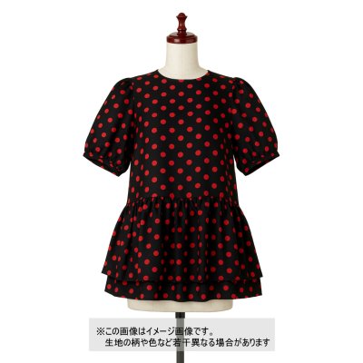 画像7: 生地：綿65％・シルク35％ 綿シルクサテンドット柄（ブラック×レッド）