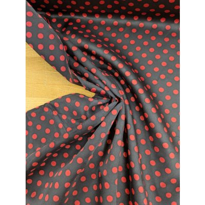 画像4: 生地：綿65％・シルク35％ 綿シルクサテンドット柄（ブラック×レッド）