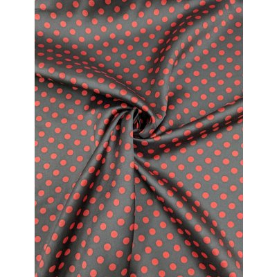 画像5: 生地：綿65％・シルク35％ 綿シルクサテンドット柄（ブラック×レッド）