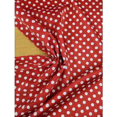 画像4: 生地：綿65％・シルク35％ 綿シルクサテンドット柄（レッド×白）