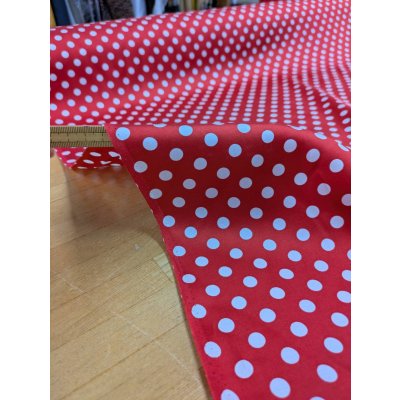 画像5: 生地：綿65％・シルク35％ 綿シルクサテンドット柄（レッド×白）