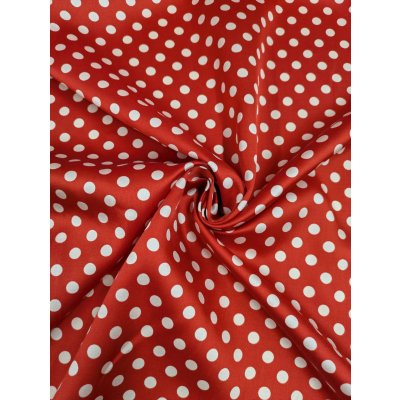 画像6: 生地：綿65％・シルク35％ 綿シルクサテンドット柄（レッド×白）