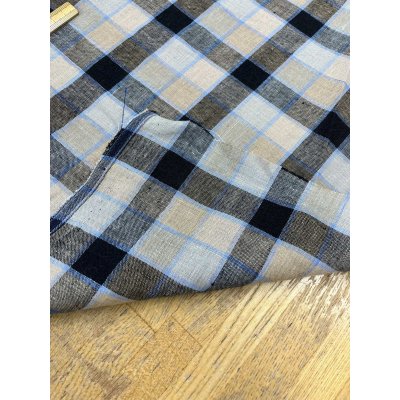 画像4: 生地：麻100％チェック柄（キナリ×ネイビー）