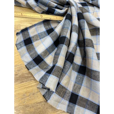 画像6: 生地：麻100％チェック柄（キナリ×ネイビー）