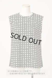 生地：綿100％モノトーン手書き風チェック 天竺ニット（白／黒）