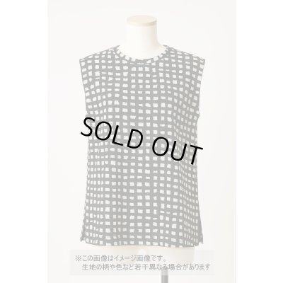 画像1: 生地：綿100％モノトーン手書き風チェック 天竺ニット（白／黒）
