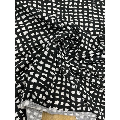画像6: 生地：綿100％モノトーン手書き風チェック 天竺ニット（白／黒）
