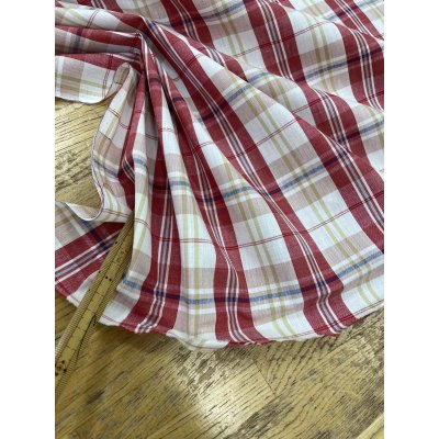 画像6: 生地：綿100％ 織チェック柄（生成／レッド）