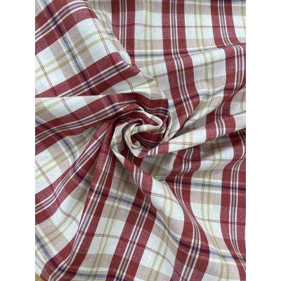 画像7: 生地：綿100％ 織チェック柄（生成／レッド）