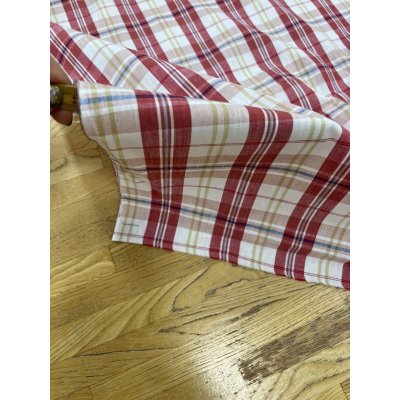 画像8: 生地：綿100％ 織チェック柄（生成／レッド）