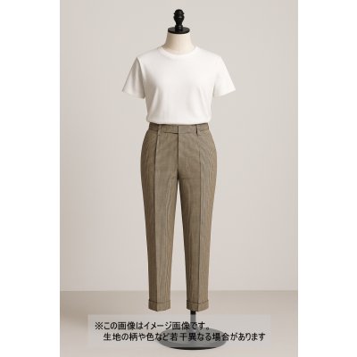 画像1: 生地：ポリエステルストレッチチェック柄織物（ベージュ系）
