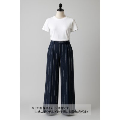 画像1: 生地：綿ストライプ柄（濃紺／ベージュ）