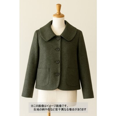 画像1: 生地：平織りウール混ネップツイード（カーキ系）