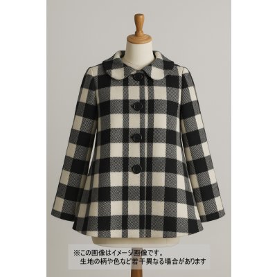 画像1: 生地：ウール厚手ブロックチェック（白×黒）
