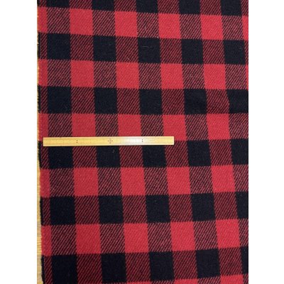 画像2: 生地：ウール厚手ブロックチェック（赤×黒）