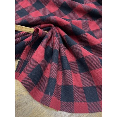 画像7: 生地：ウール厚手ブロックチェック（赤×黒）