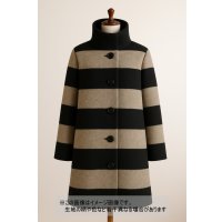 生地： ツイード太ボーダー柄ウール（ベージュ／黒）