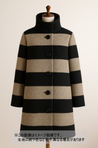 生地： ツイード太ボーダー柄ウール（ベージュ／黒）