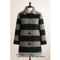 生地： ツイード太ボーダー柄ウール（グレー／黒）