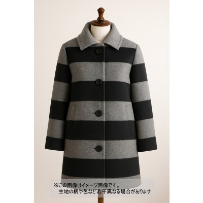 画像1: 生地： ツイード太ボーダー柄ウール（グレー／黒）