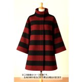 生地： ツイード太ボーダー柄ウール（赤／黒）