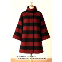 生地： ツイード太ボーダー柄ウール（赤／黒）