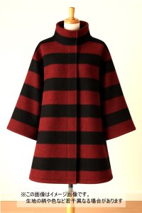生地： ツイード太ボーダー柄ウール（赤／黒）