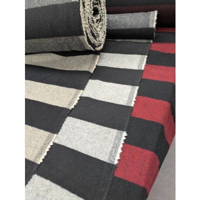 画像8: 生地： ツイード太ボーダー柄ウール（赤／黒）