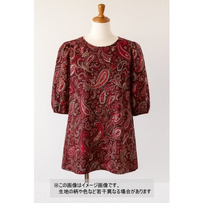 画像1: 生地:ポリエステル100%ペイズリー柄プリント(赤系)