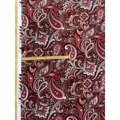 画像2: 生地:ポリエステル100%ペイズリー柄プリント(赤系)