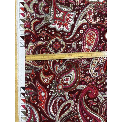 画像3: 生地:ポリエステル100%ペイズリー柄プリント(赤系)