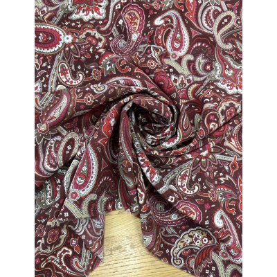 画像7: 生地:ポリエステル100%ペイズリー柄プリント(赤系)