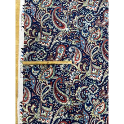 画像2: 生地:ポリエステル100%ペイズリー柄プリント(青系)