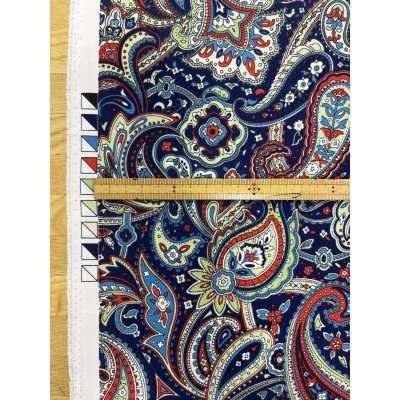 画像3: 生地:ポリエステル100%ペイズリー柄プリント(青系)