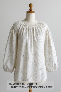 生地:綿60ローンシルクソフトプリント(白地×黒ライン)