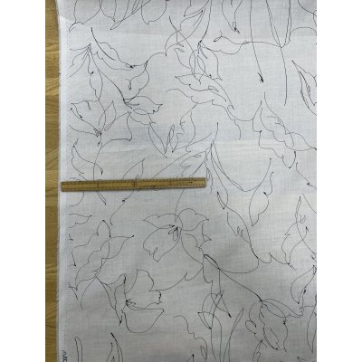 画像2: 生地:綿60ローンシルクソフトプリント(白地×黒ライン)