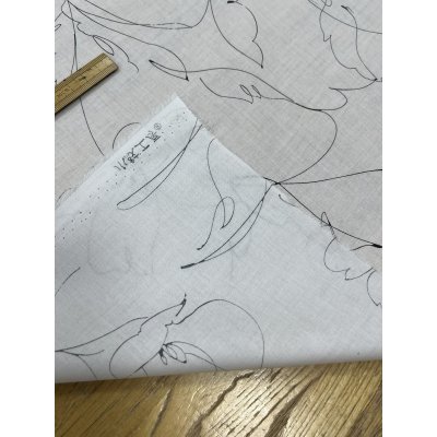 画像4: 生地:綿60ローンシルクソフトプリント(白地×黒ライン)