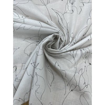 画像7: 生地:綿60ローンシルクソフトプリント(白地×黒ライン)