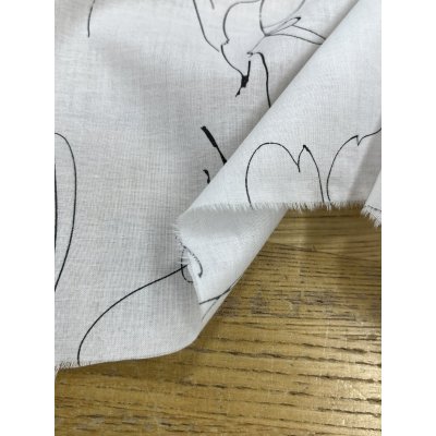 画像8: 生地:綿60ローンシルクソフトプリント(白地×黒ライン)