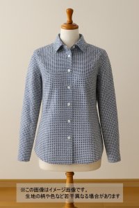 生地:綿60ローン幾何柄プリント(白地×紺)