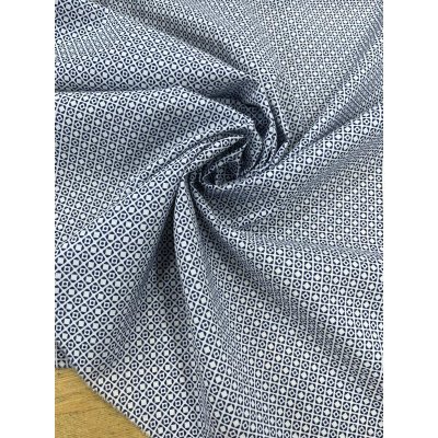 画像7: 生地:綿60ローン幾何柄プリント(白地×紺)