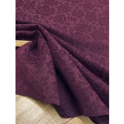 画像6: 生地：ポリエステル100％バラ柄ふくれジャガード（エンジ）