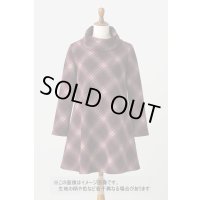 生地：チェック柄プリントアクリルニット（エンジ×パープル）